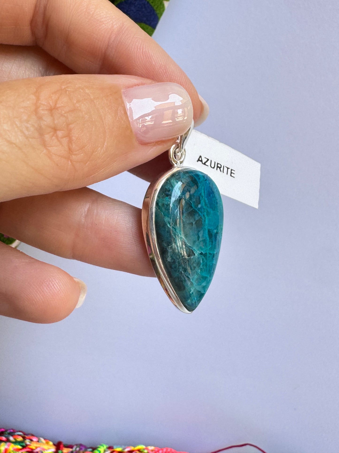 Ciondolo argento 925 azzurrite 39K