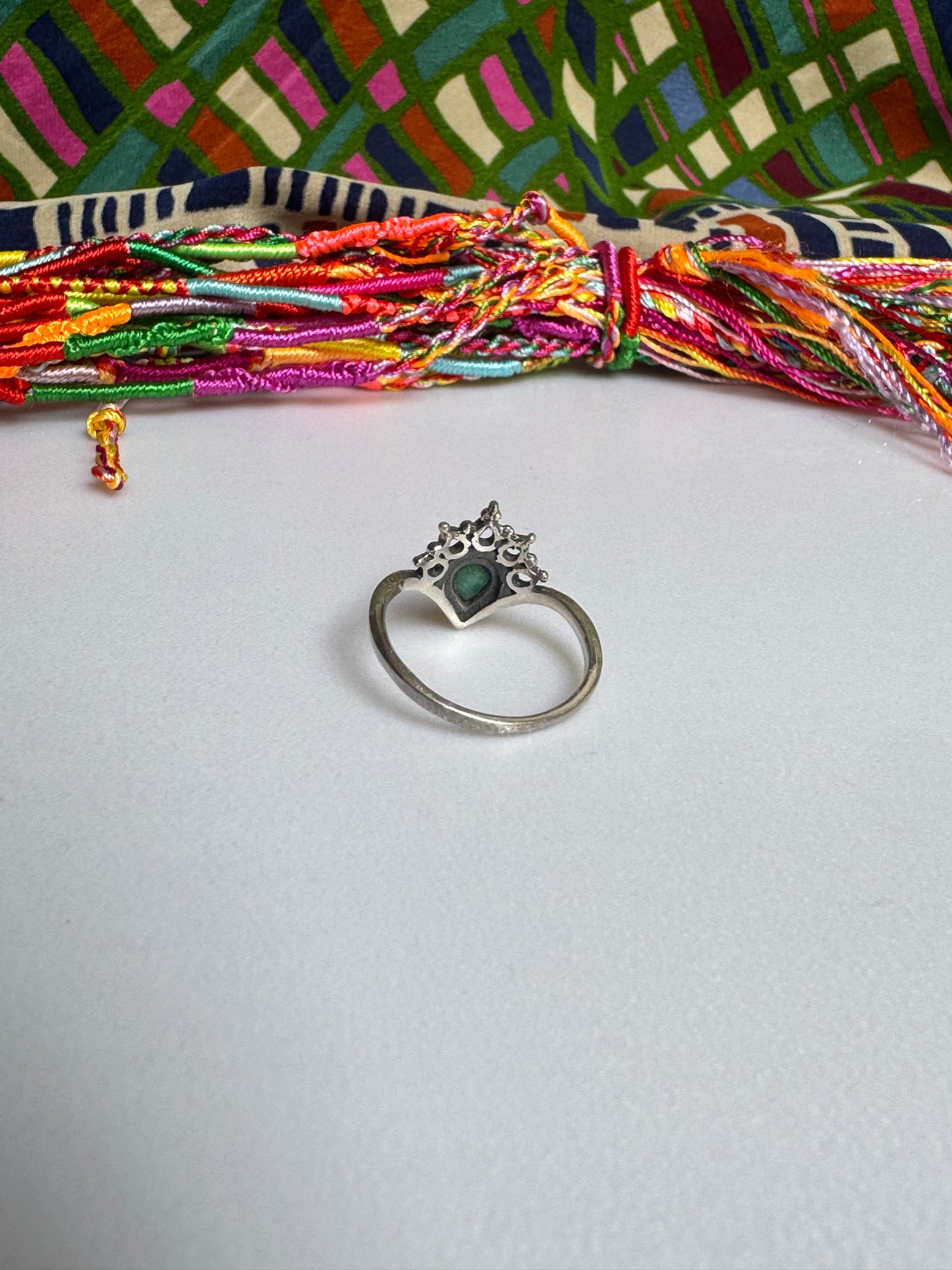 925 silver ring with emerald root, size 15 - 7RS