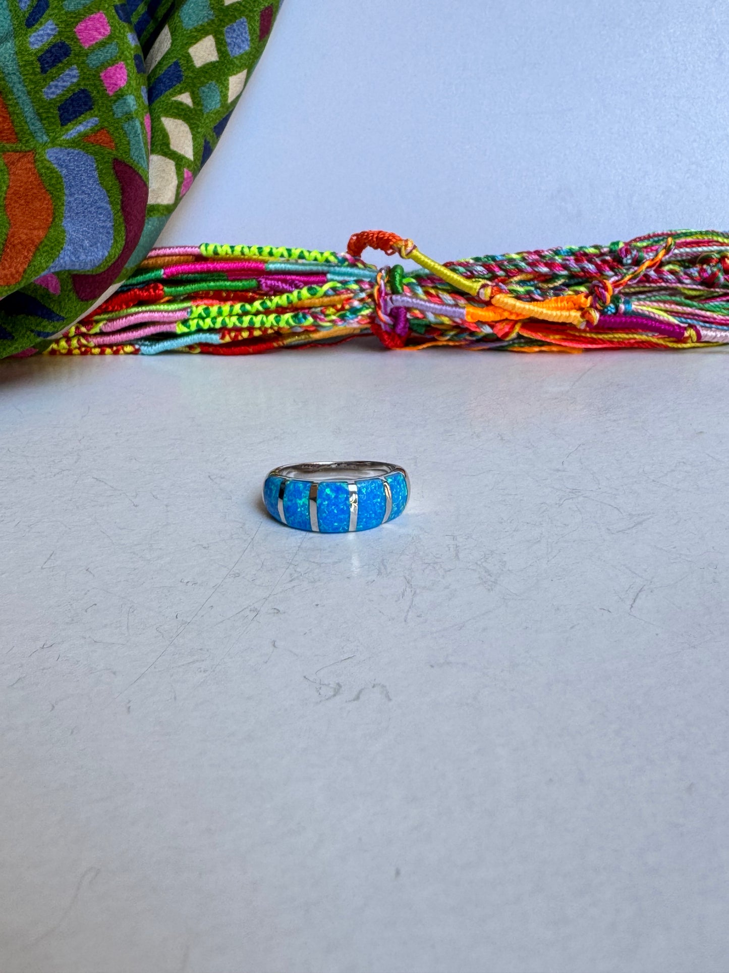 Anello argento 925 opale blu misura 14 - 2OP