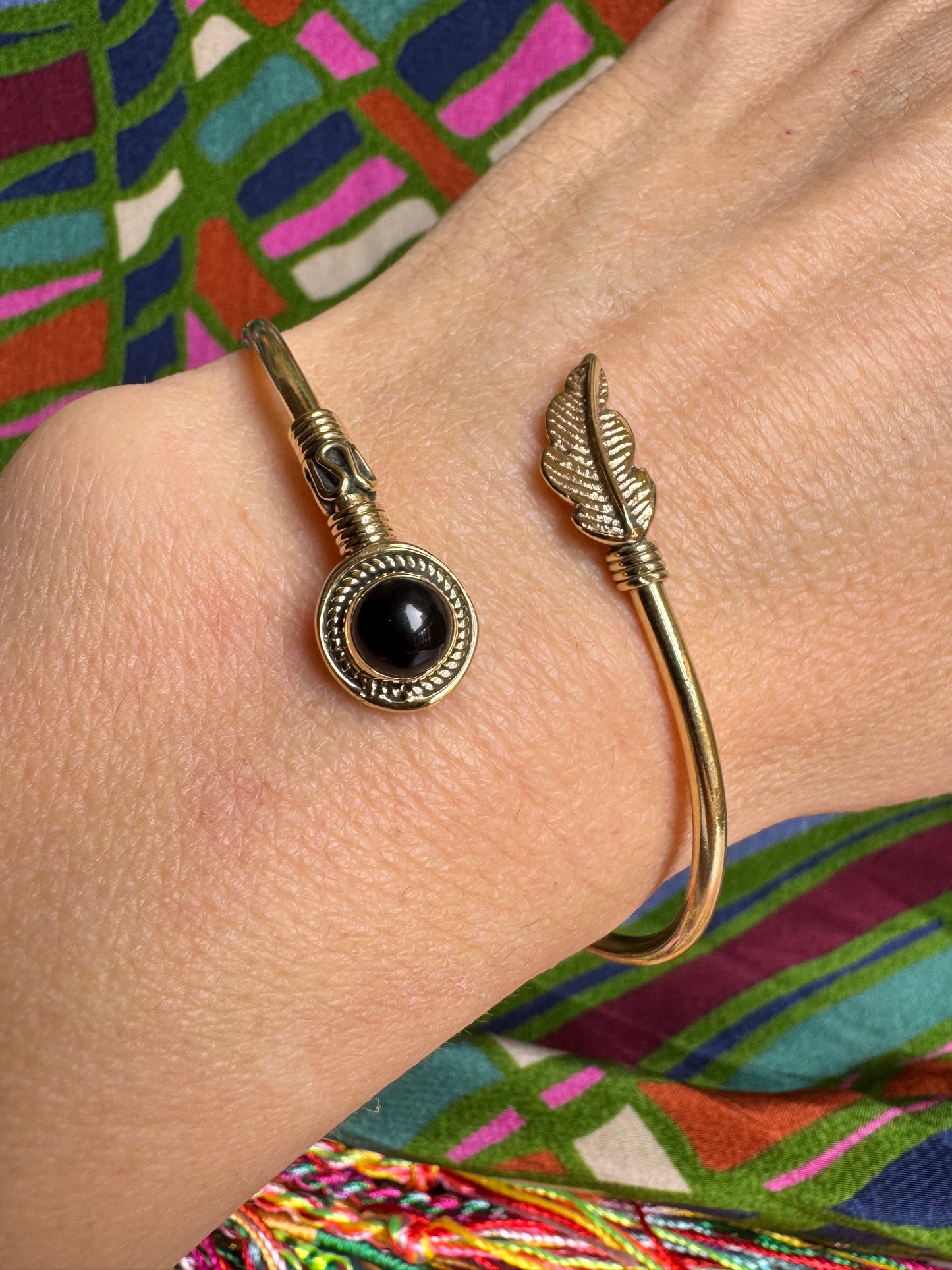 Black onyx golden boho bracelet