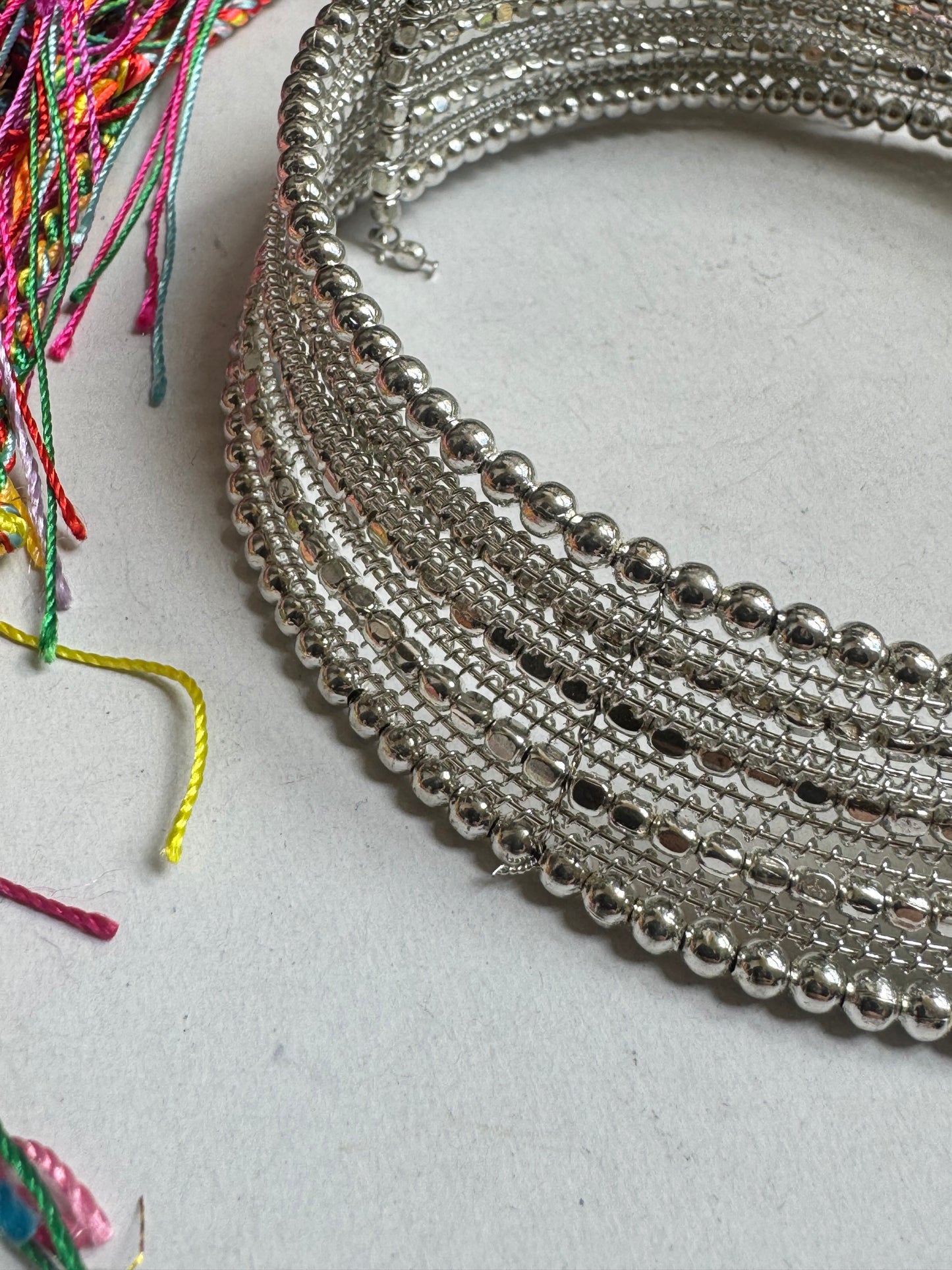 Multi-strand silver ball collar