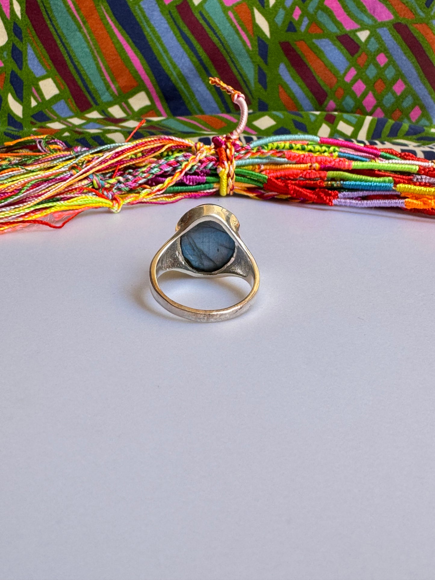 Anello argento 925 labradorite misura 25/26 - X61