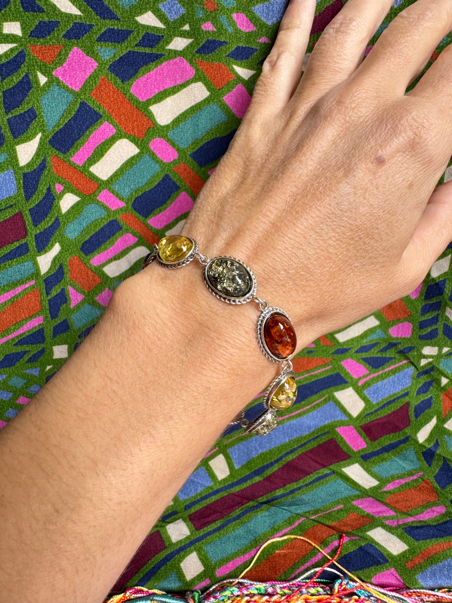 925 silver amber bracelet 5AB