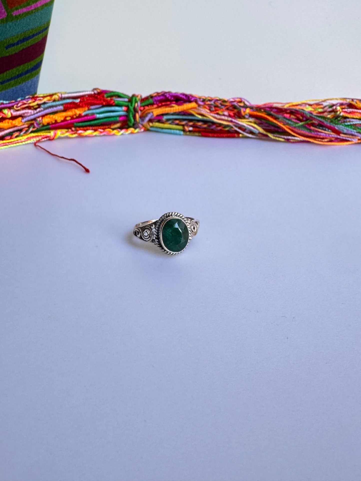 Anello argento 925 radice di smeraldo misura 17 M7