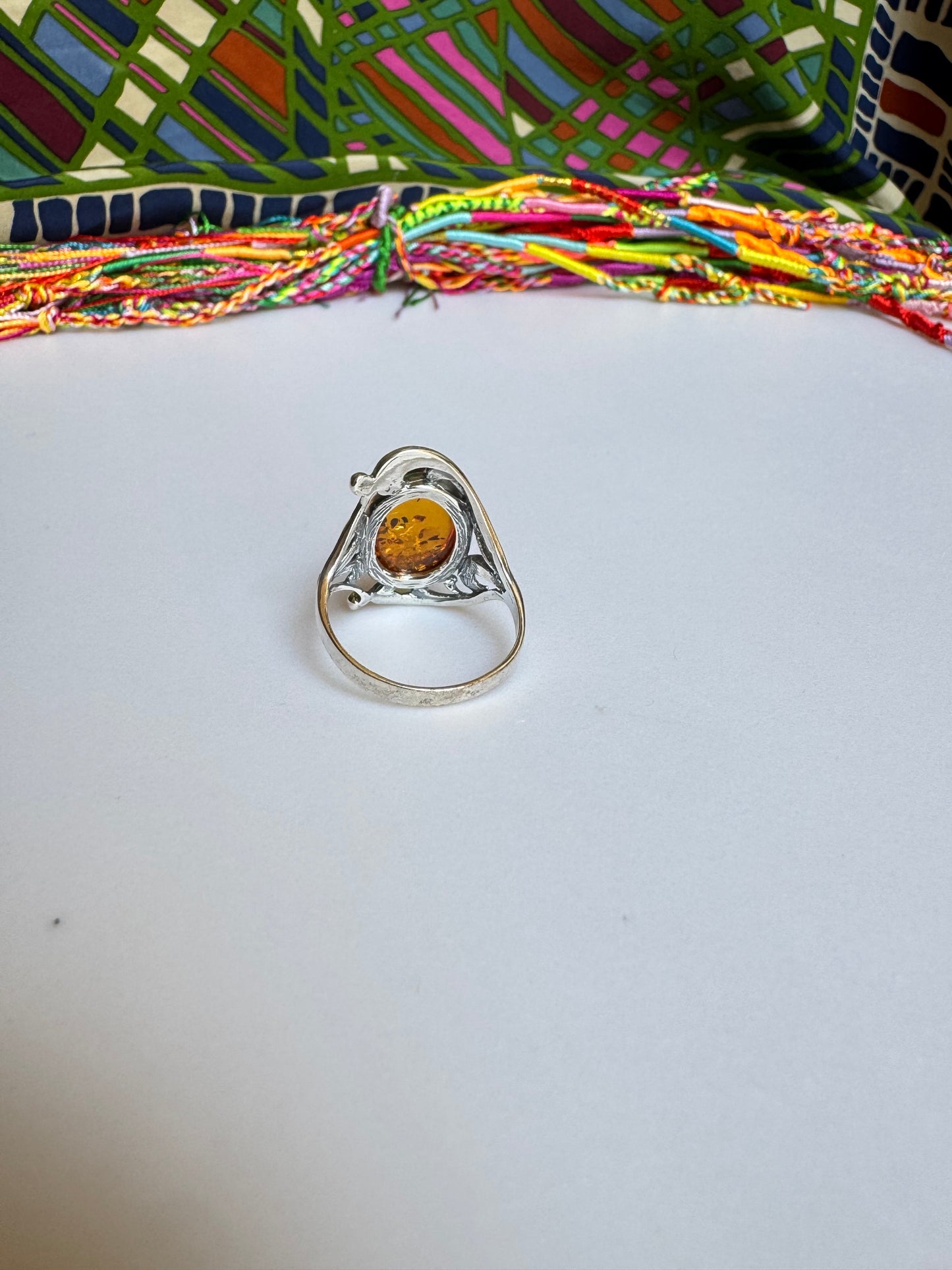 925 silver amber ring size 23 35A