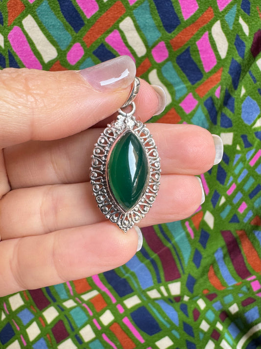 Ciondolo argento 925 onice verde 5L