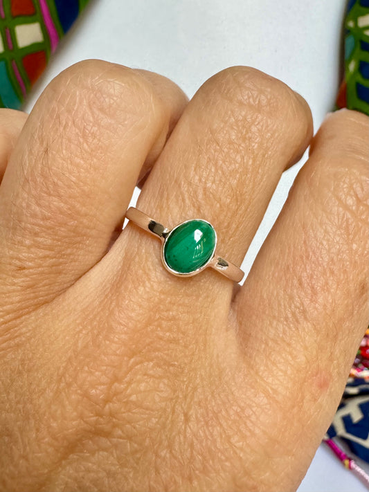 Anello argento 925 malachite misura 18 M18