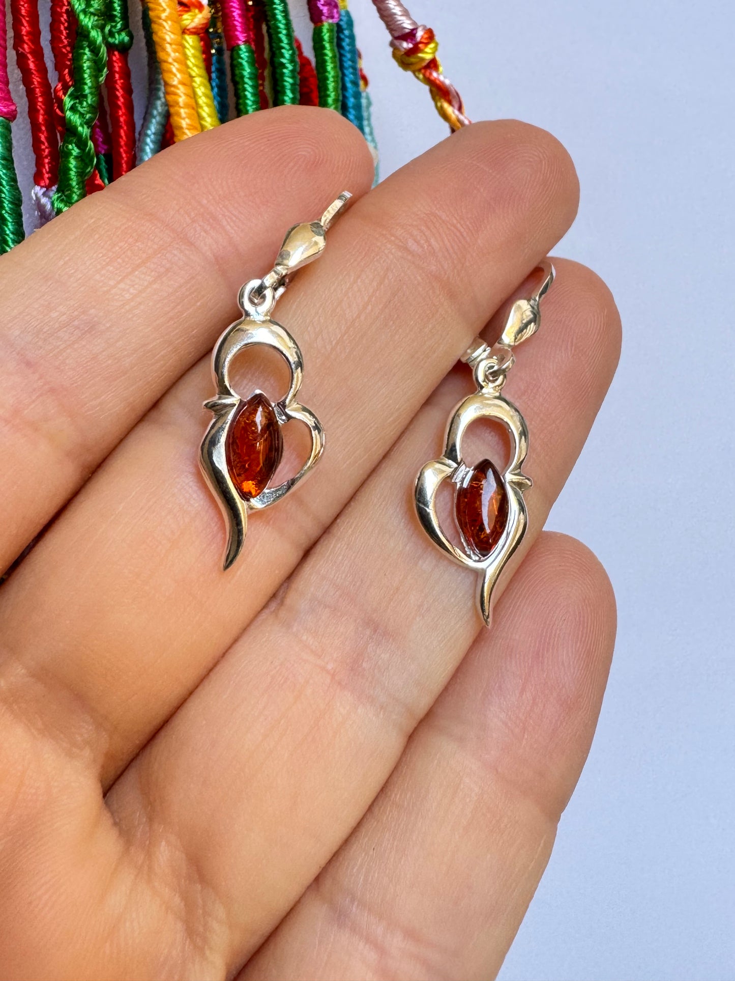 Silver 925 amber earrings A3