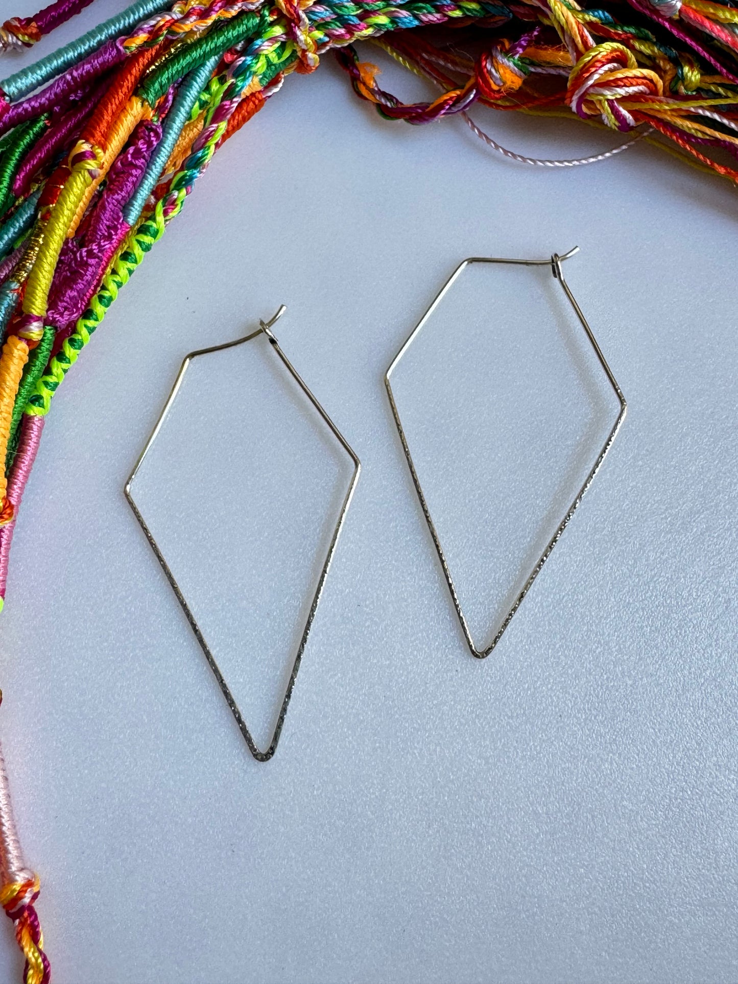 Boho Silver Hoop Pentagon Earrings