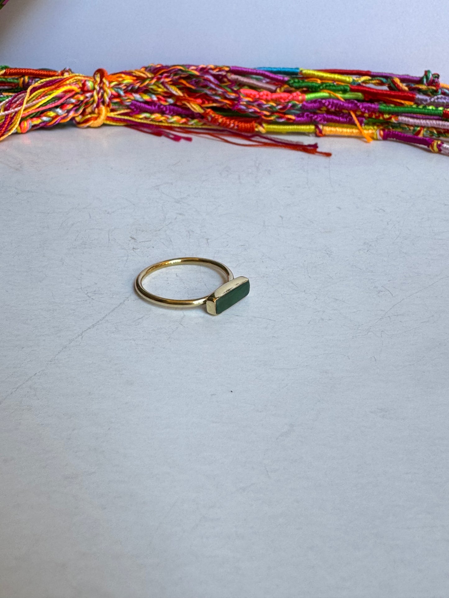 Anello boho dorato verde misura 18
