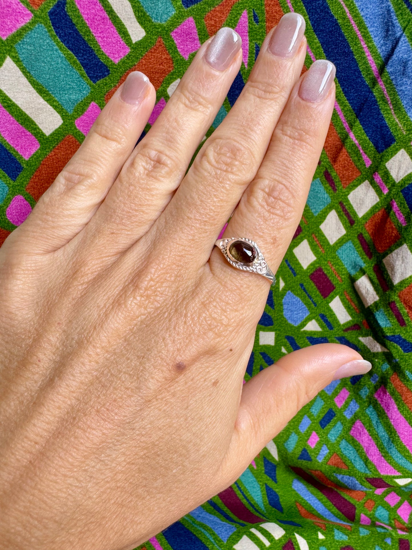 925 silver tourmaline ring size 22 - TA37