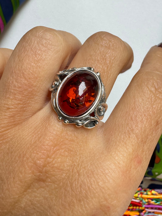 Anello argento 925 ambra misura 14/15 - 13AMB