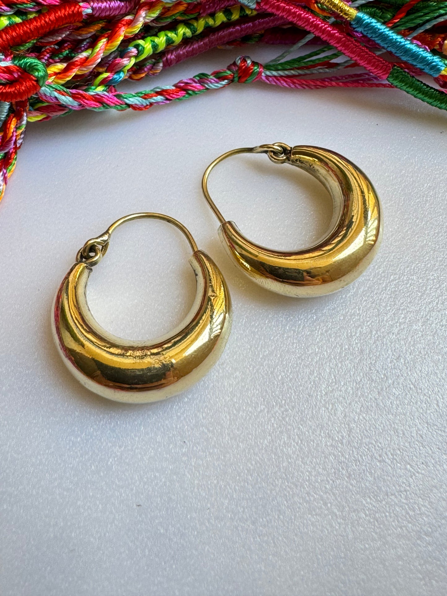 Boho earrings gold small domed hoops