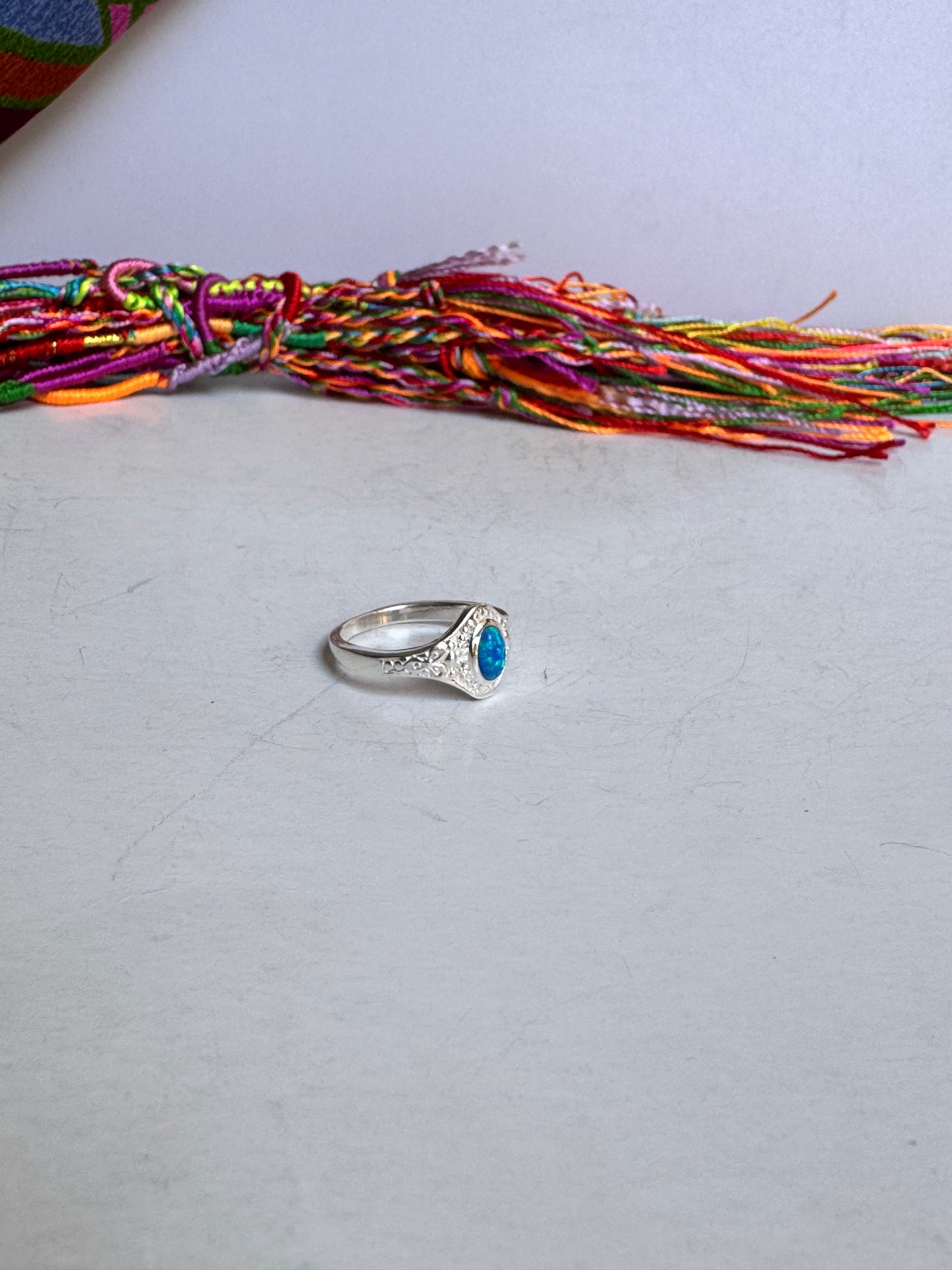 Anello argento 925 opale blu misura 15 2OP
