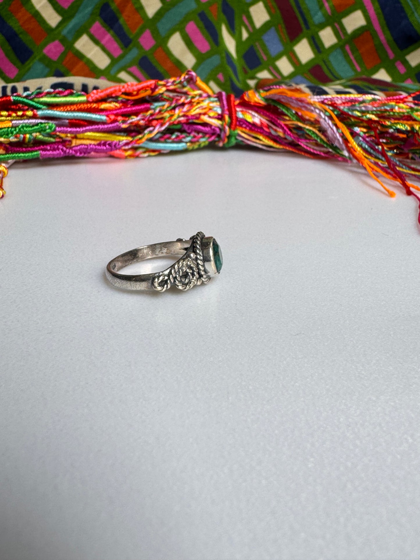 925 silver ring with emerald root, size 14 - 5RS