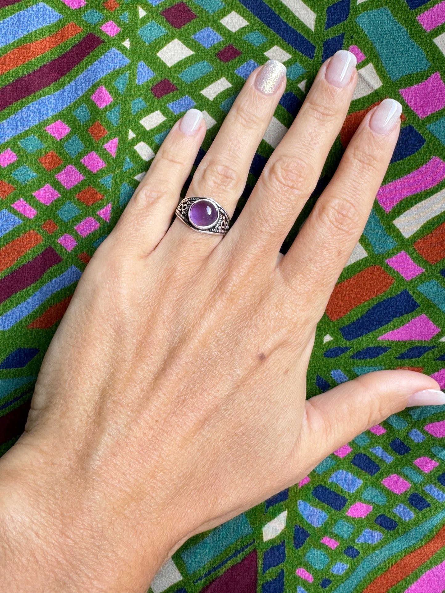 925 silver ring amethyst E87