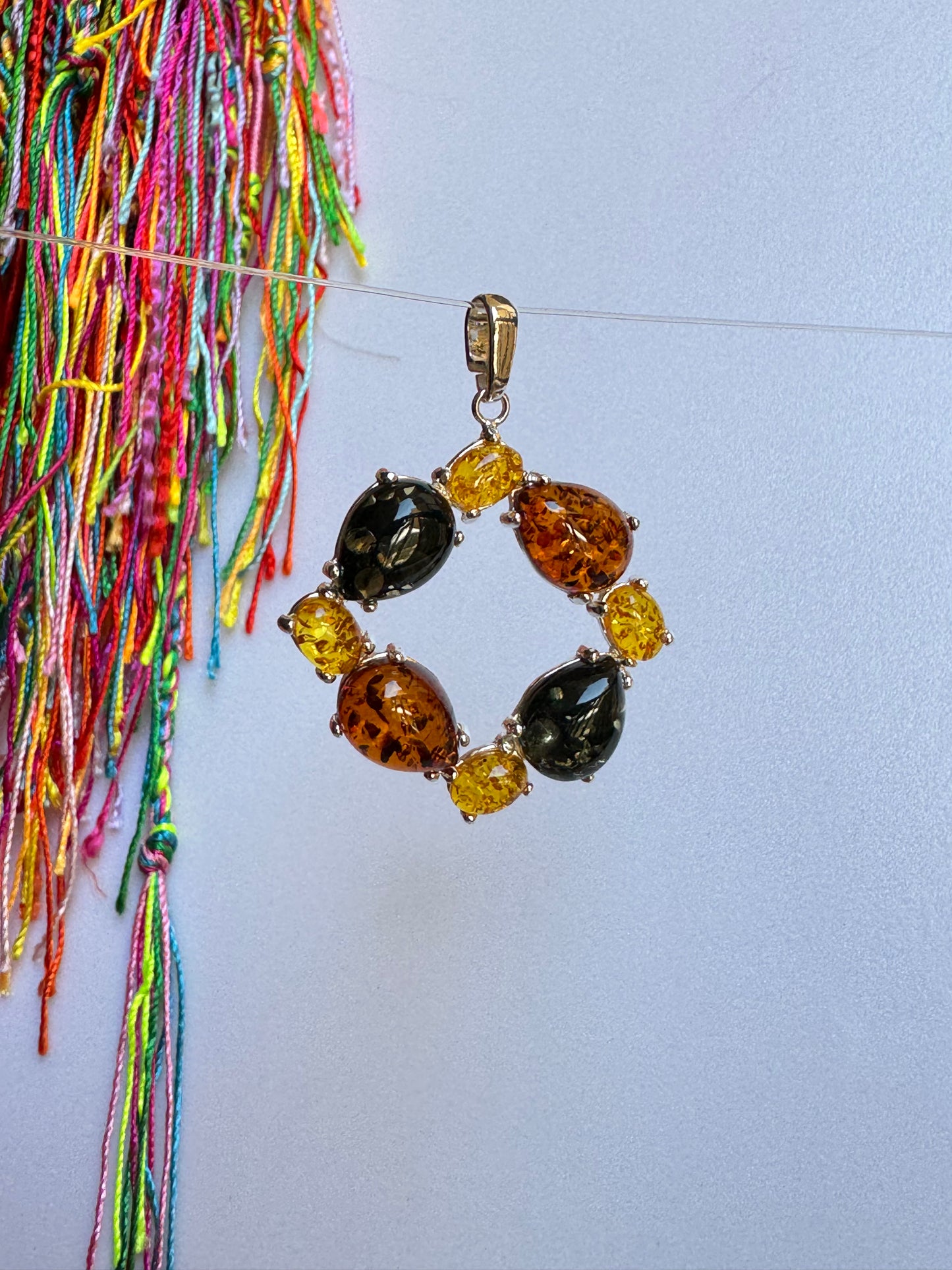 C12 amber 925 silver pendant