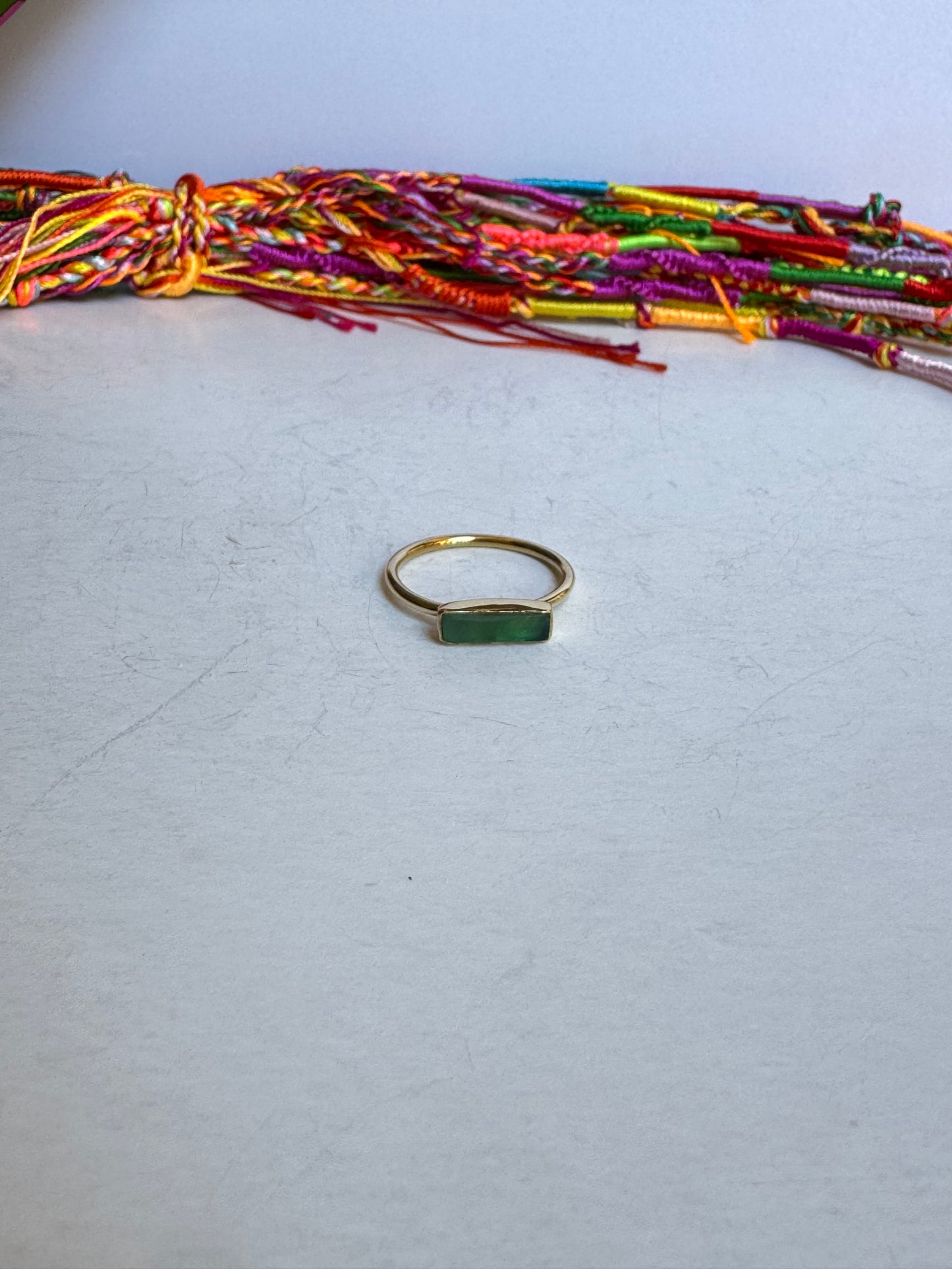 Anello boho dorato verde misura 18