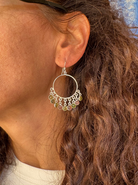 Orecchini argento 925 tormalina D24