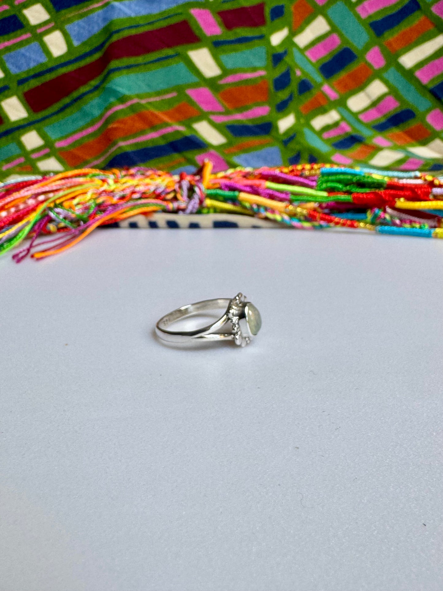 925 silver ring with white opal, size 17/18 - G33