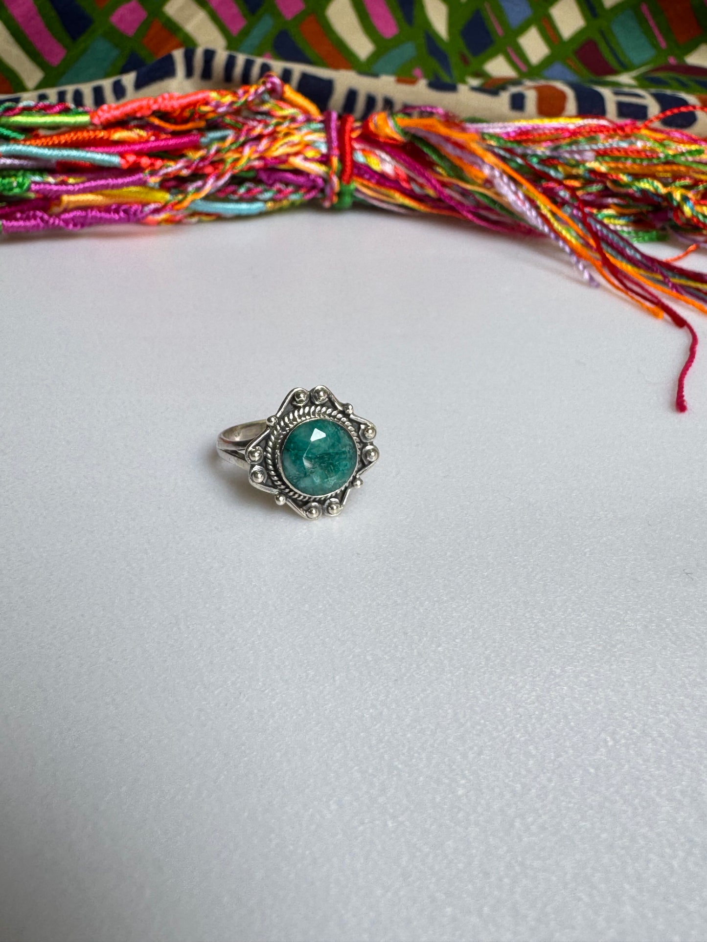 925 silver ring with emerald root, size 17 - 8RS