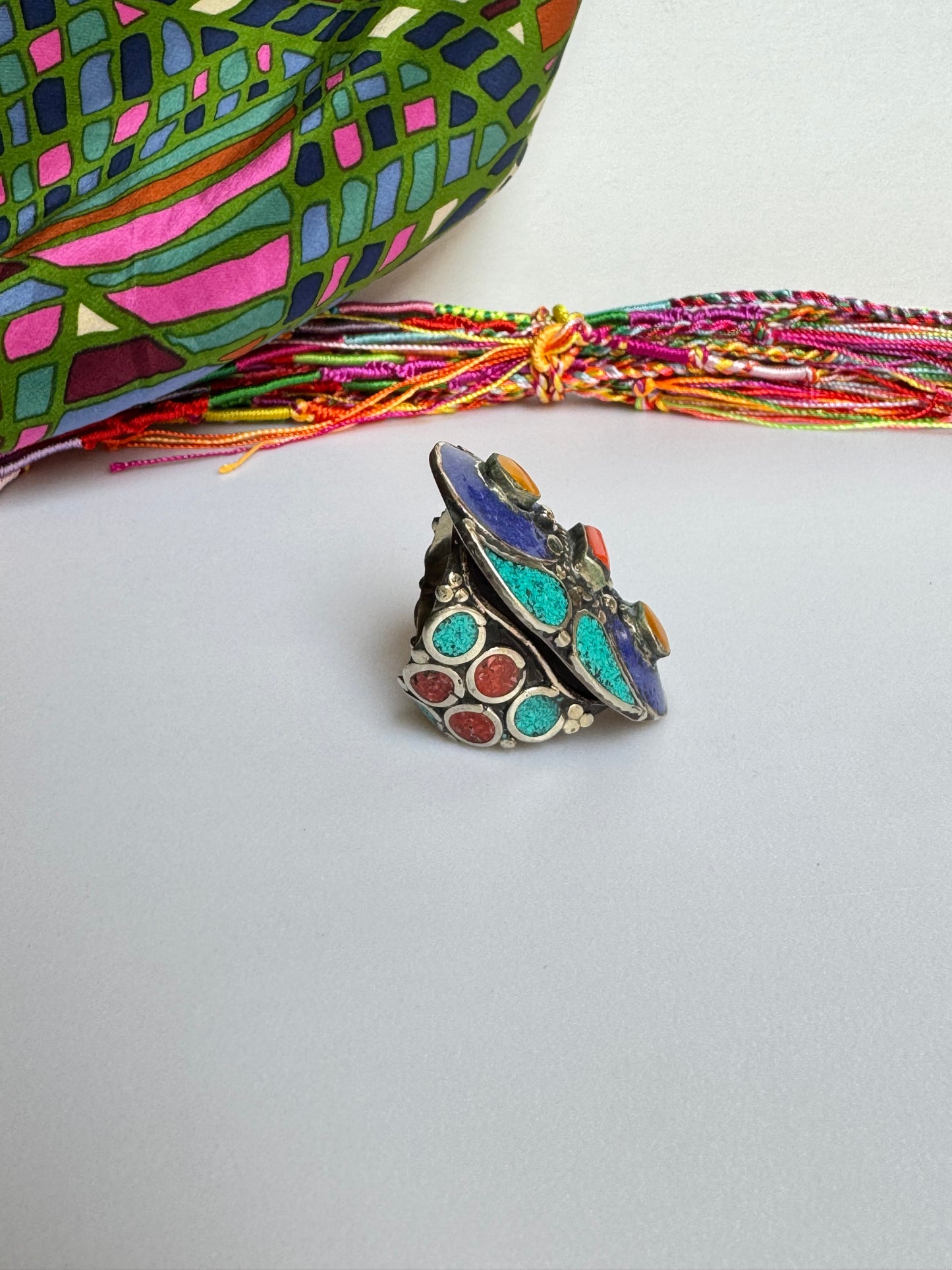 Anello nepalese mosaico vintage