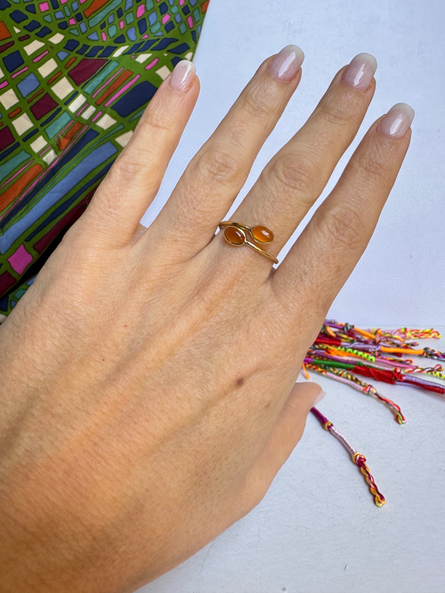 Anello boho dorato arancio