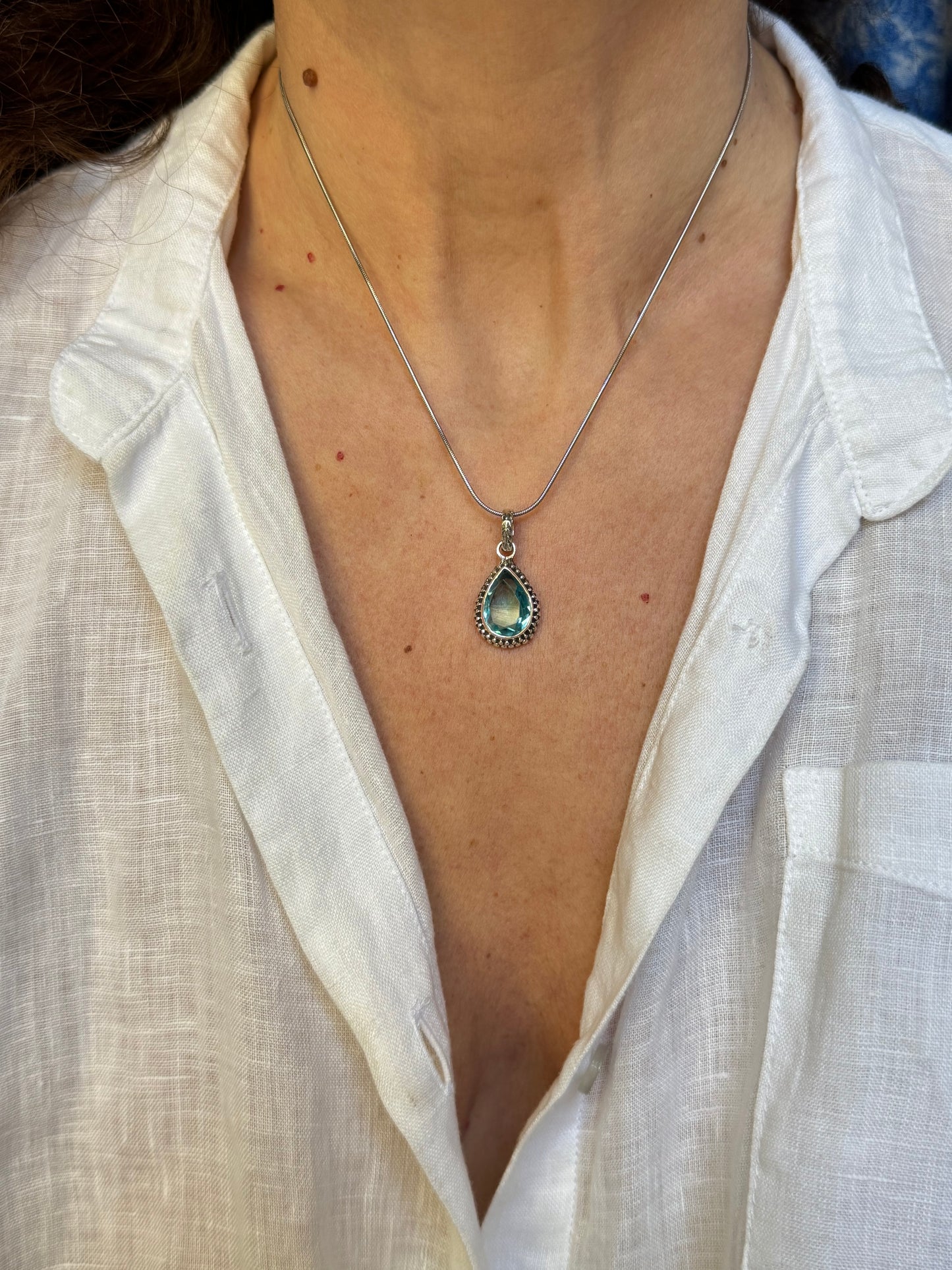 Ciondolo pendente argento 925 acquamarina 4K
