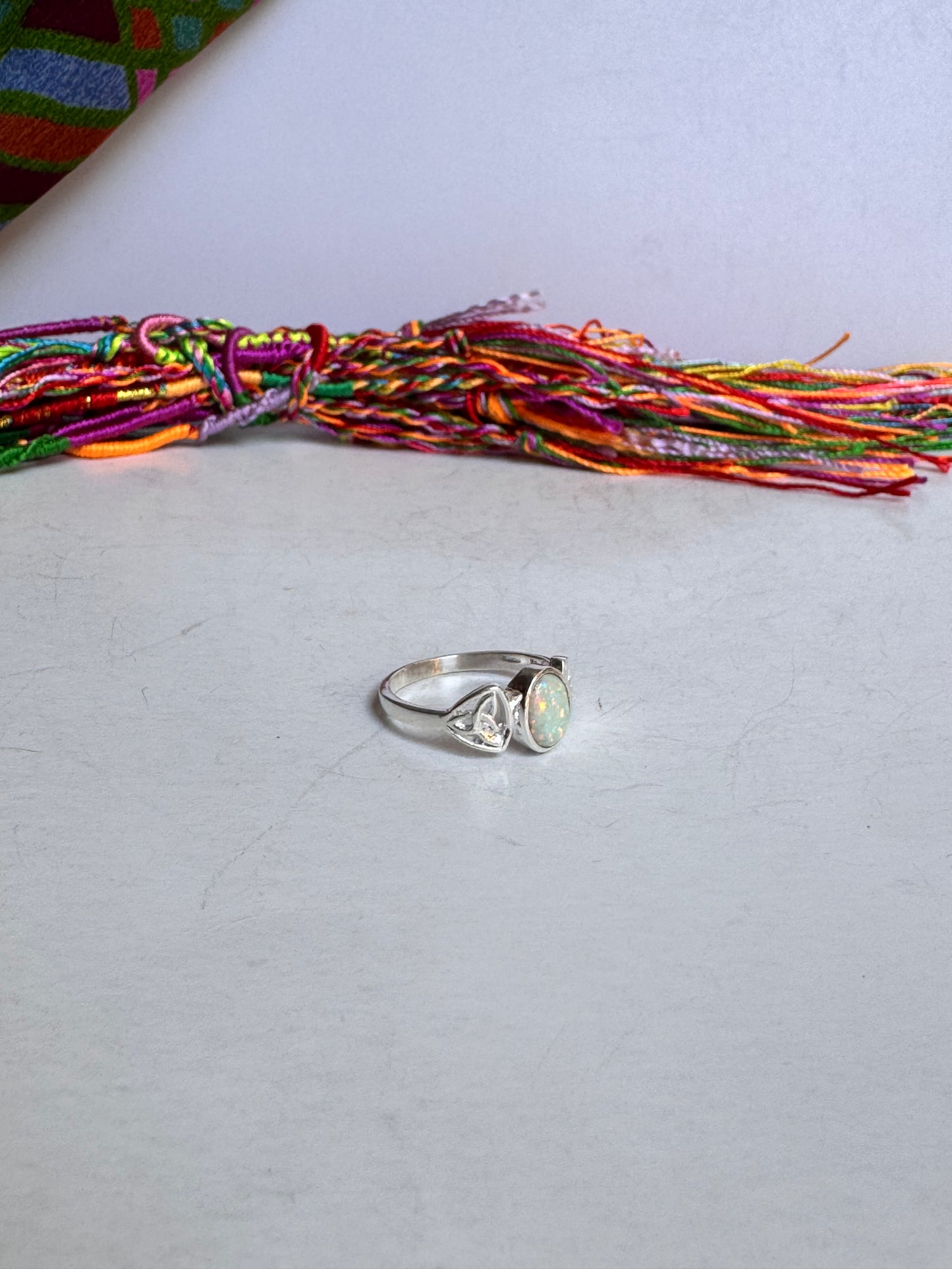 Anello argento 925 opale bianca misura 18 12OP