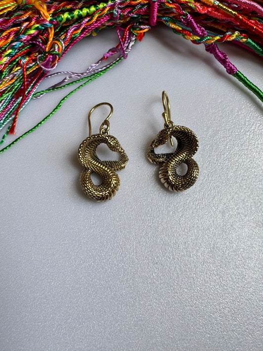 Golden snake boho earrings