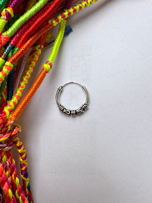 Single earring boho circle 925 silver 1.45 cm W26