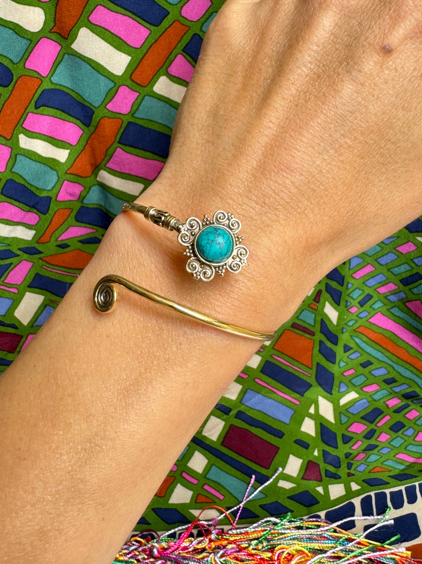 Turquoise golden boho bracelet