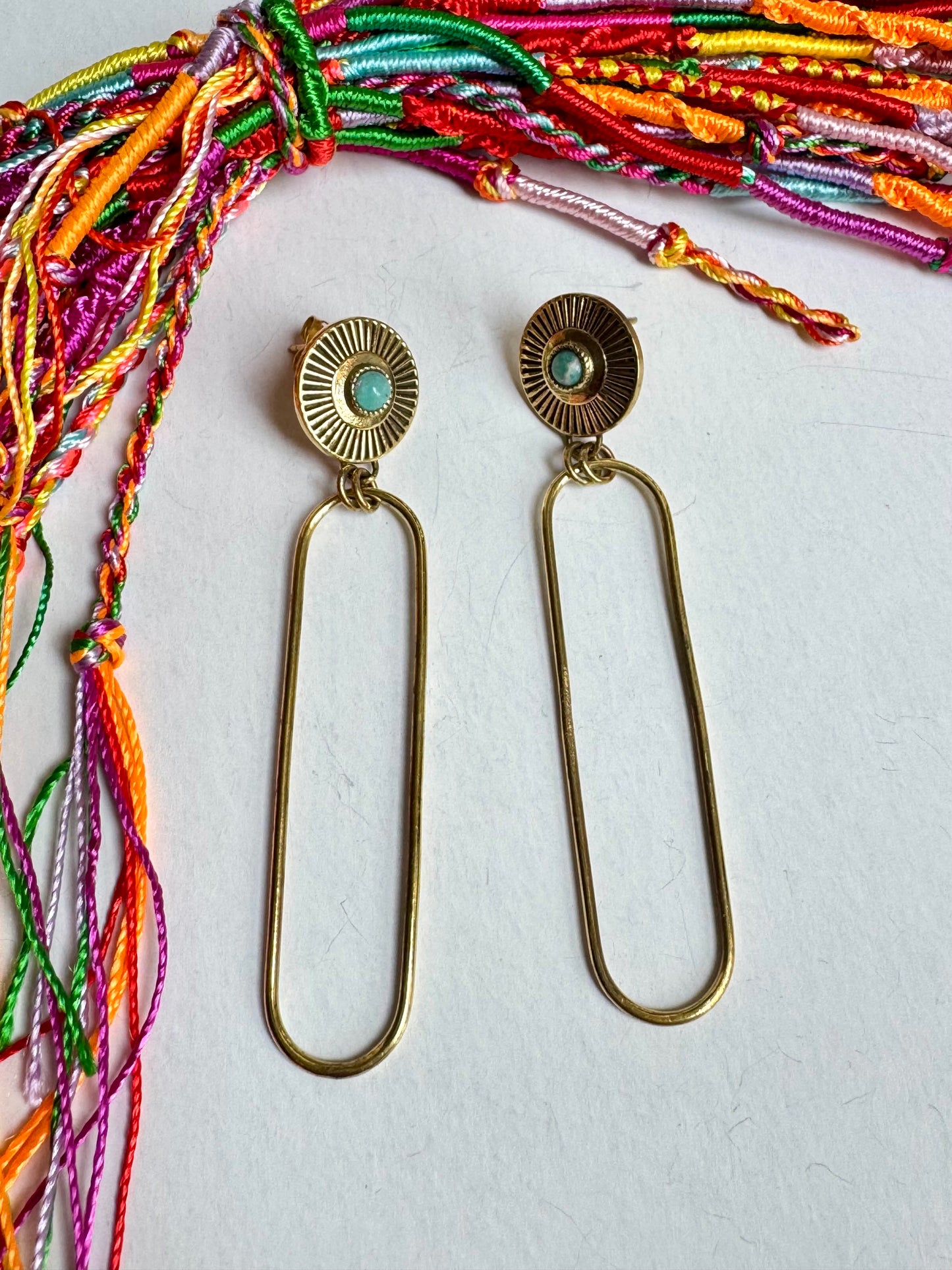 Orecchini boho dorato celeste