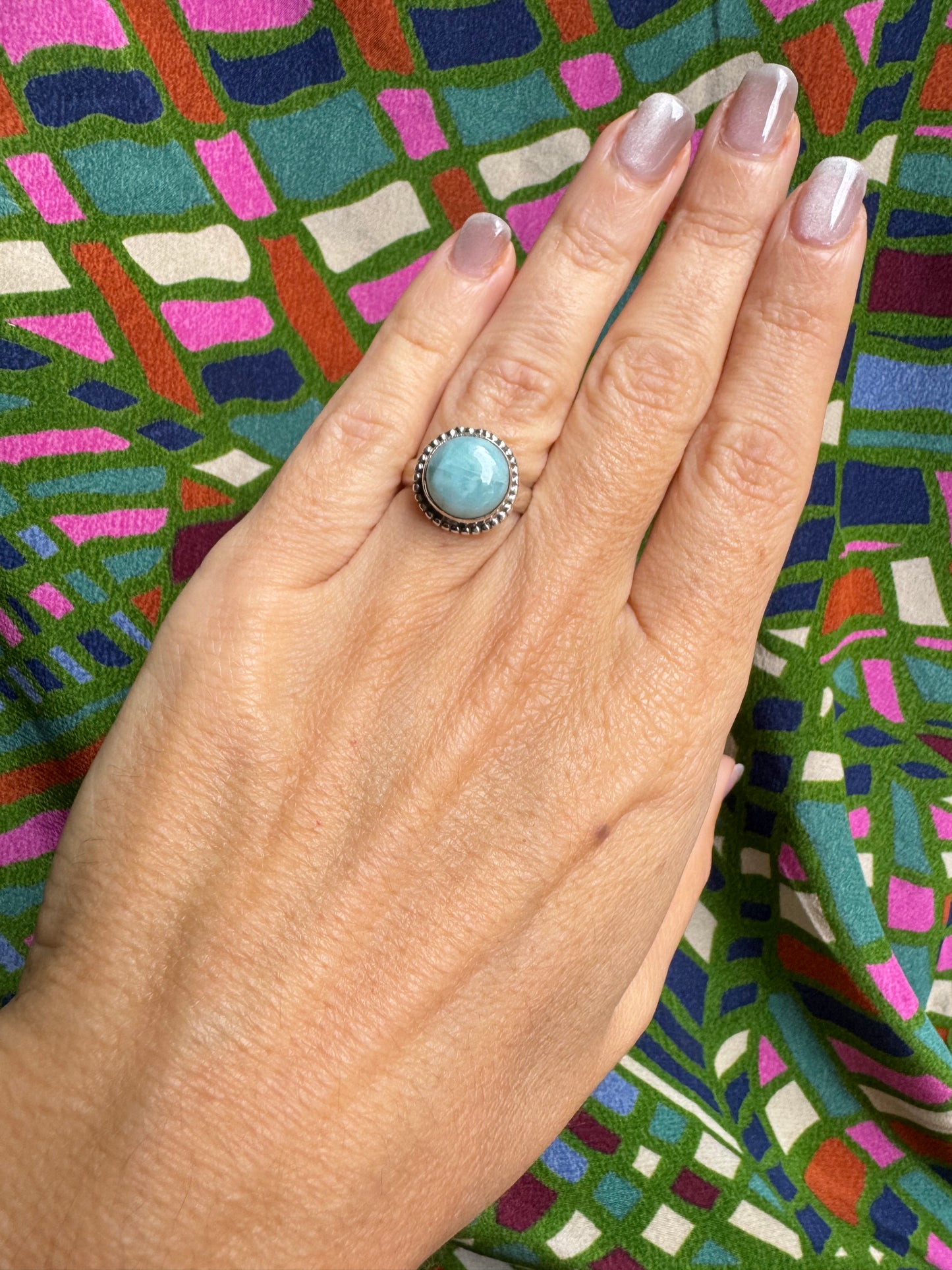 925 silver larimar ring size 12/13 1L