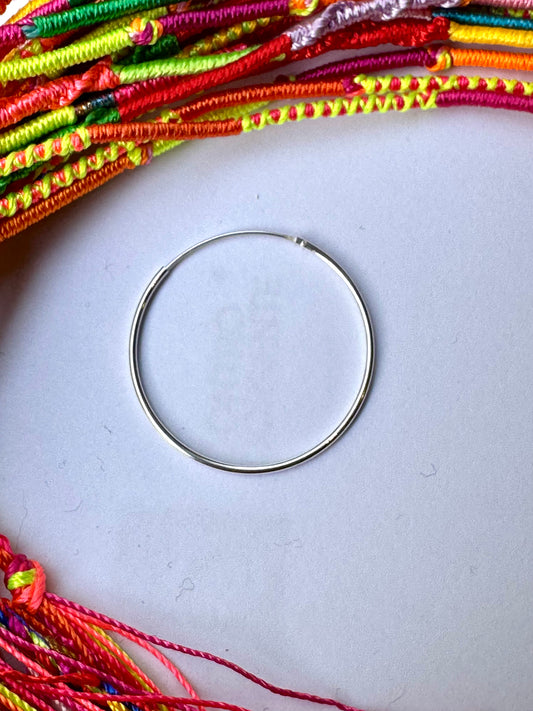 Single earring smooth circle 3.5cm 925 silver W17