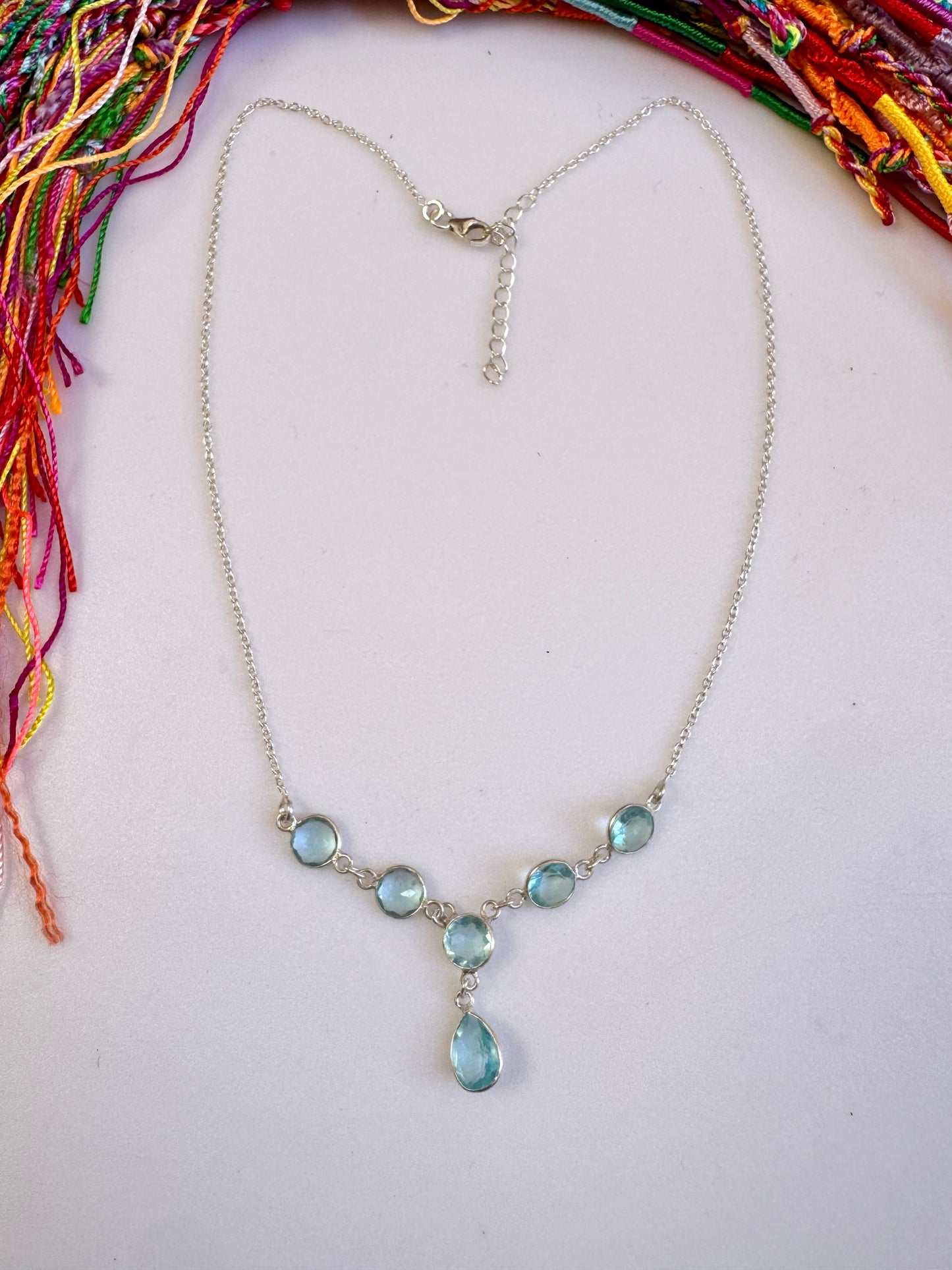 925 silver necklace with aquamarine 23L