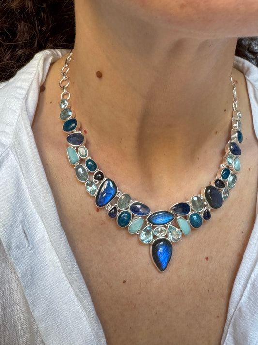 Collana argento 925 multipietra 33k