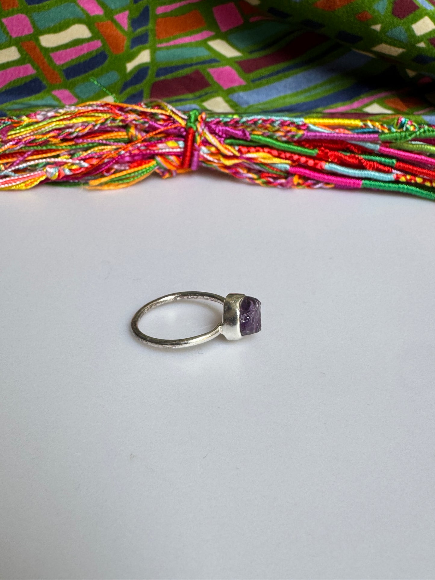 925 silver ring with raw amethyst, size 18 - 11A