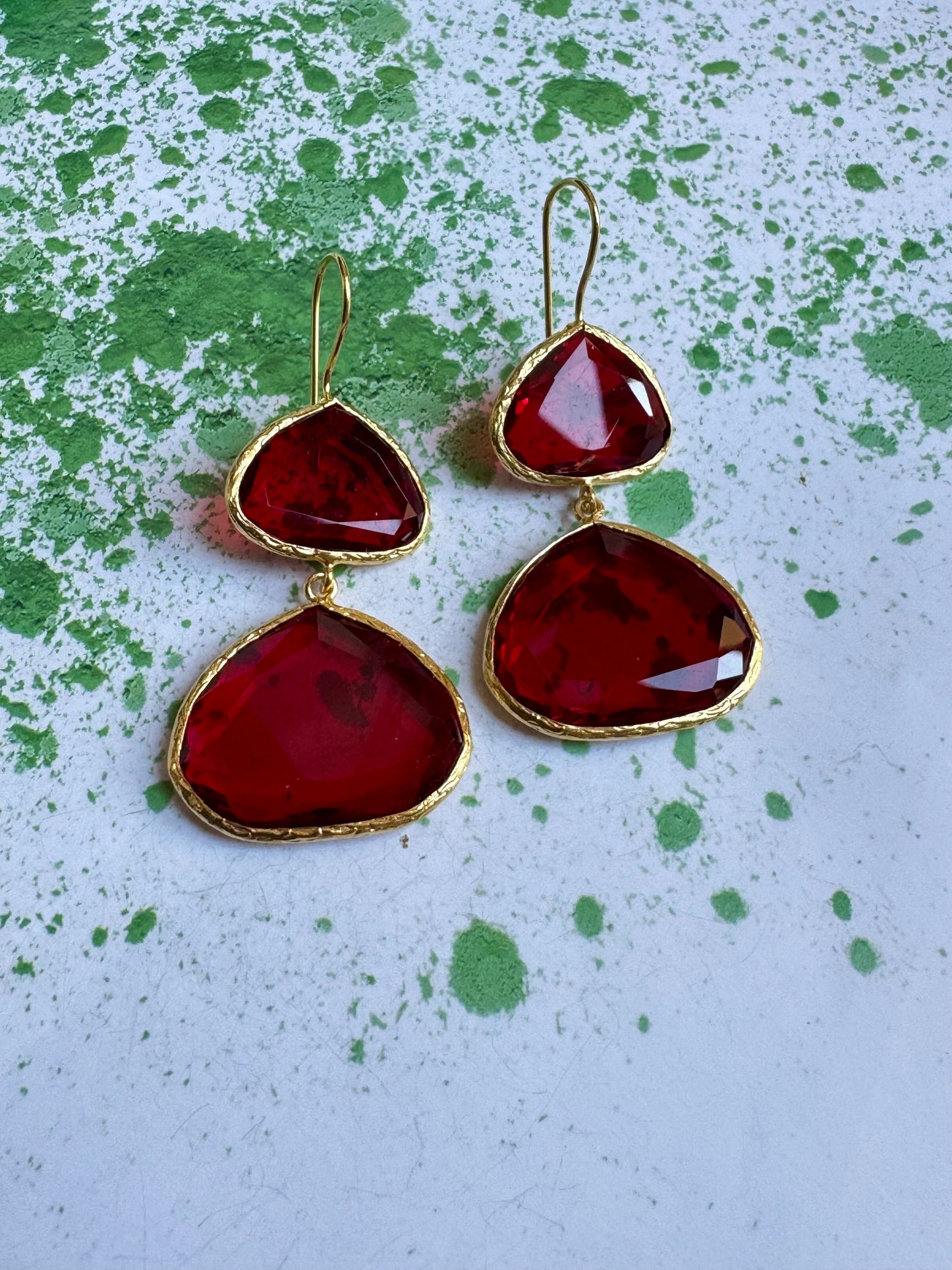 2 red stone earrings