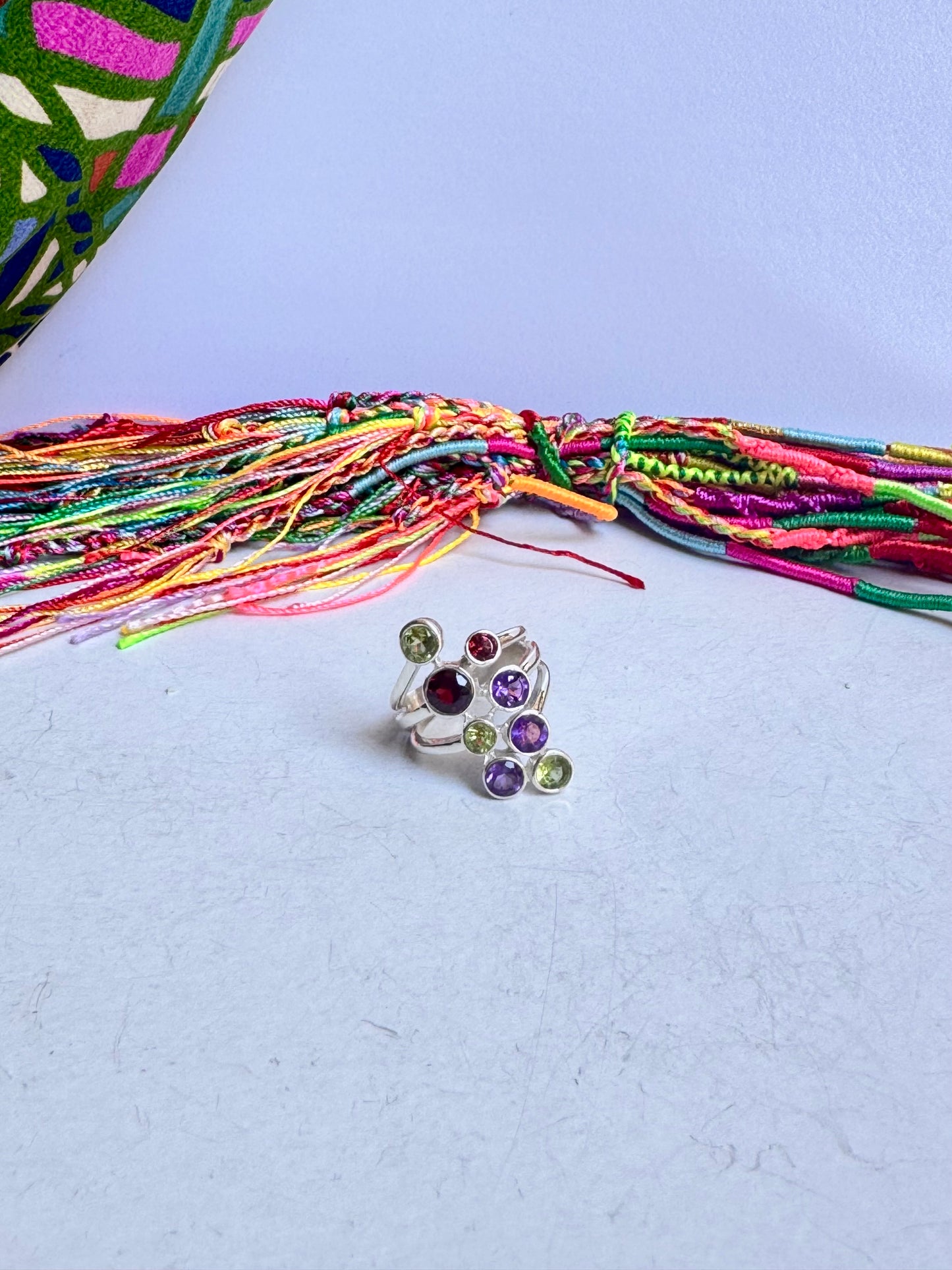 Anello argento 925 multi pietra misura 19 - 22UM
