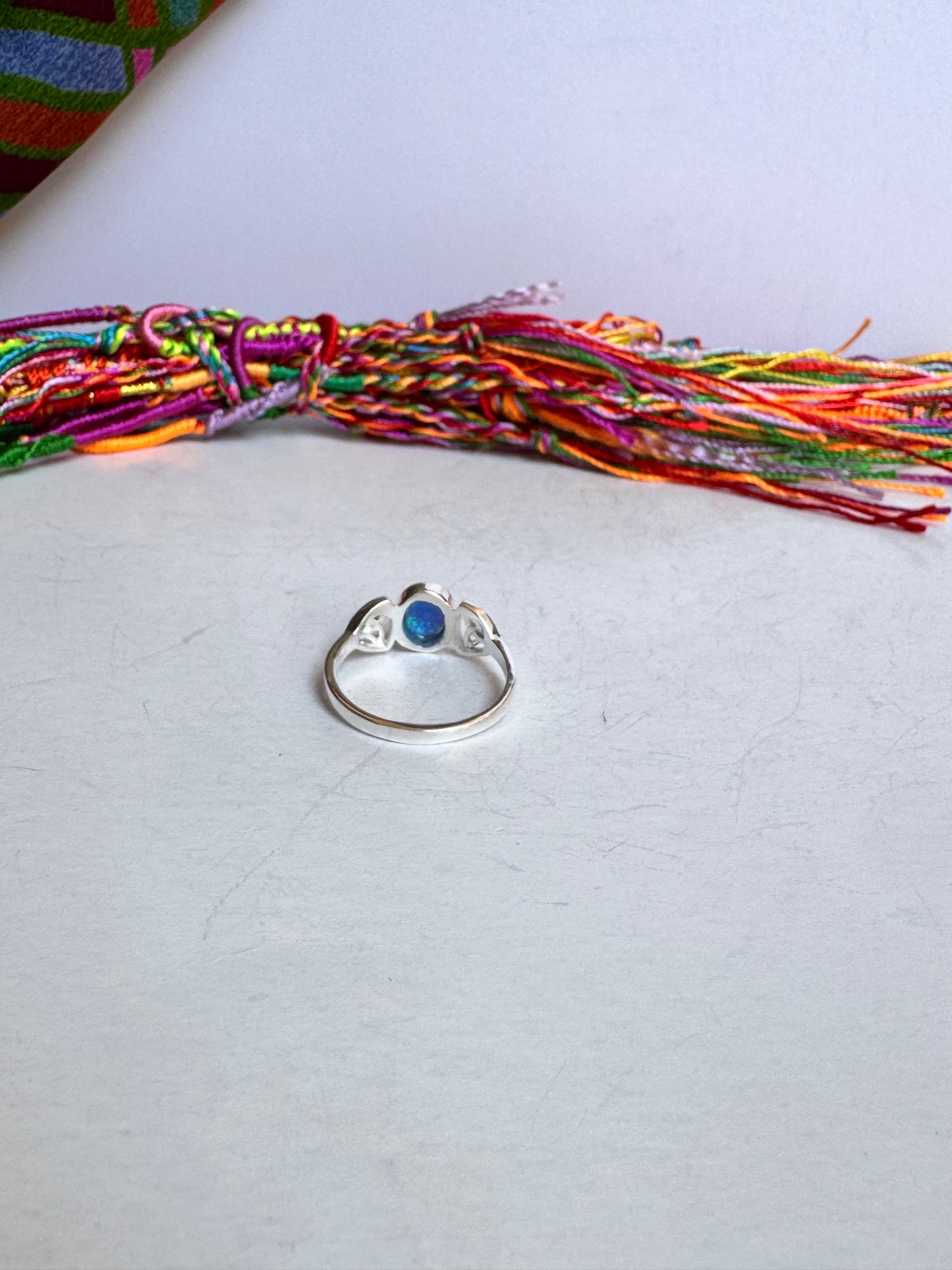 Anello argento 925 opale blu misura 22 14OP