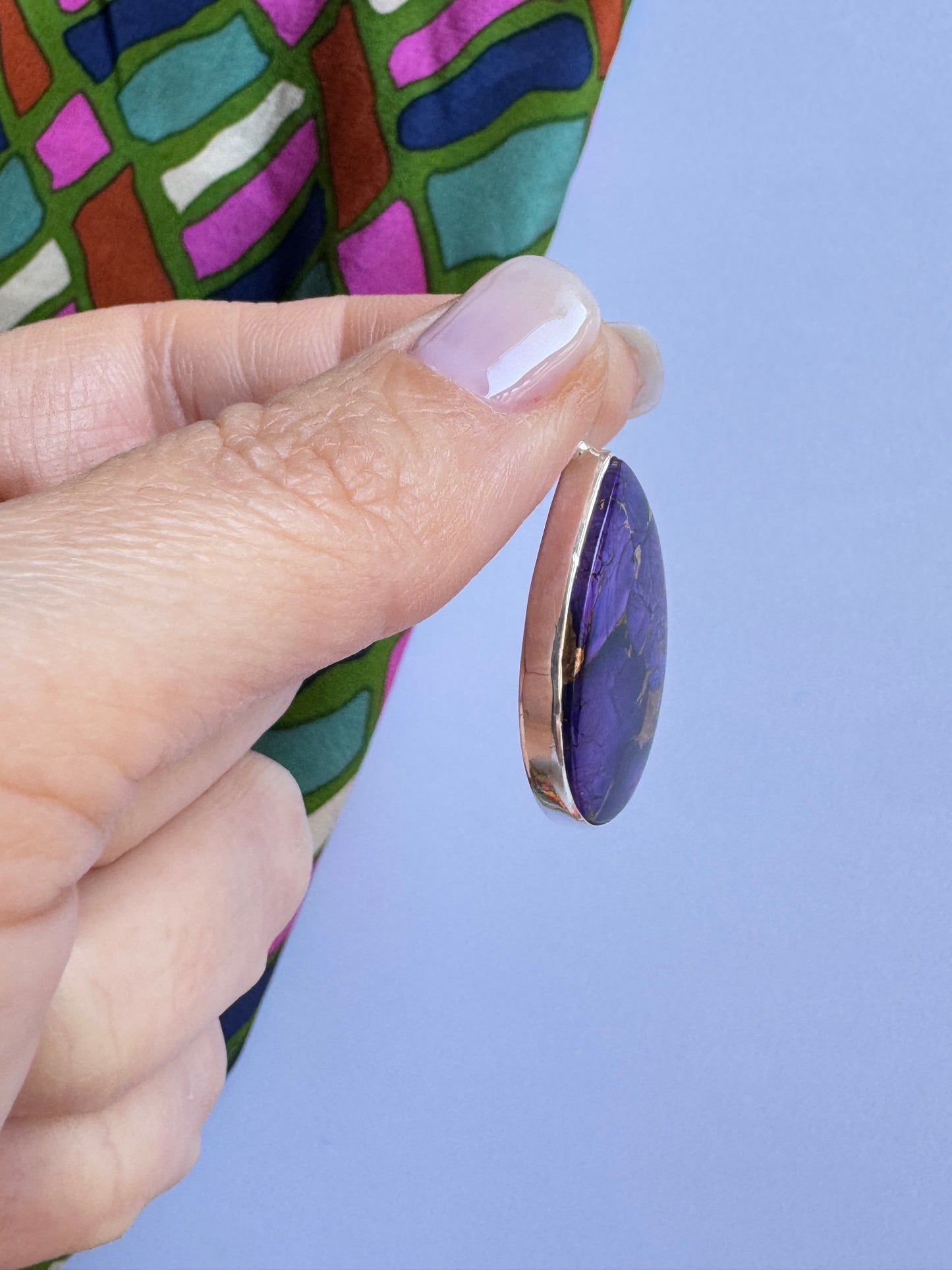 Ciondolo pendente argento 925 purple copper turquoise 5K
