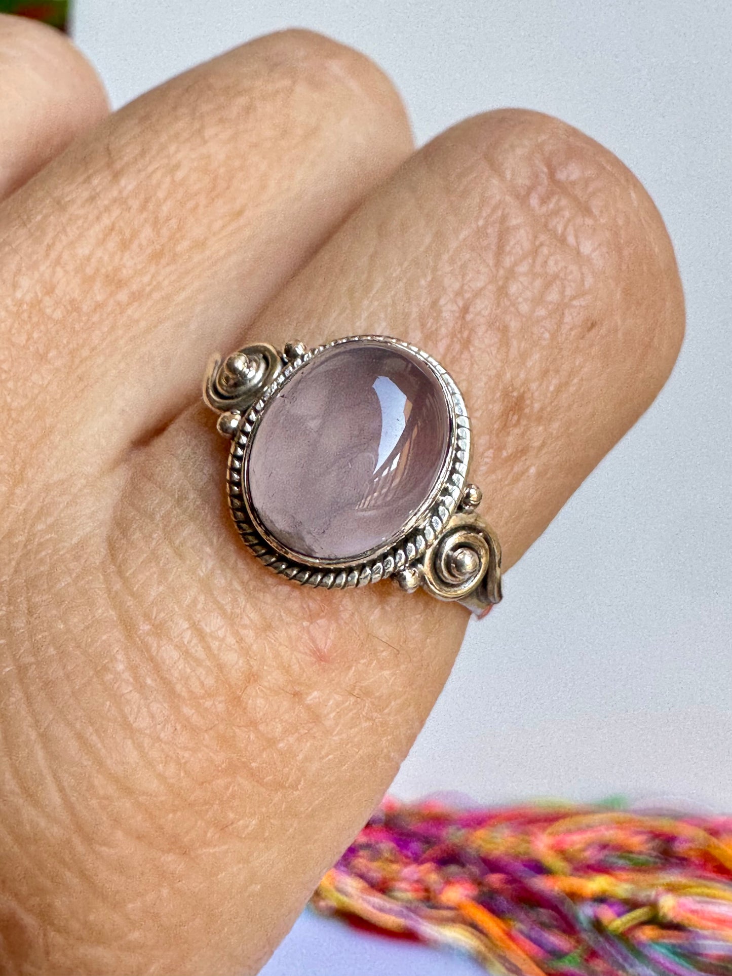 Anello argento 925 quarzo rosa misura 19 - 2WE