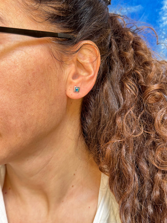 Orecchini lobo argento 925 opale azzurro