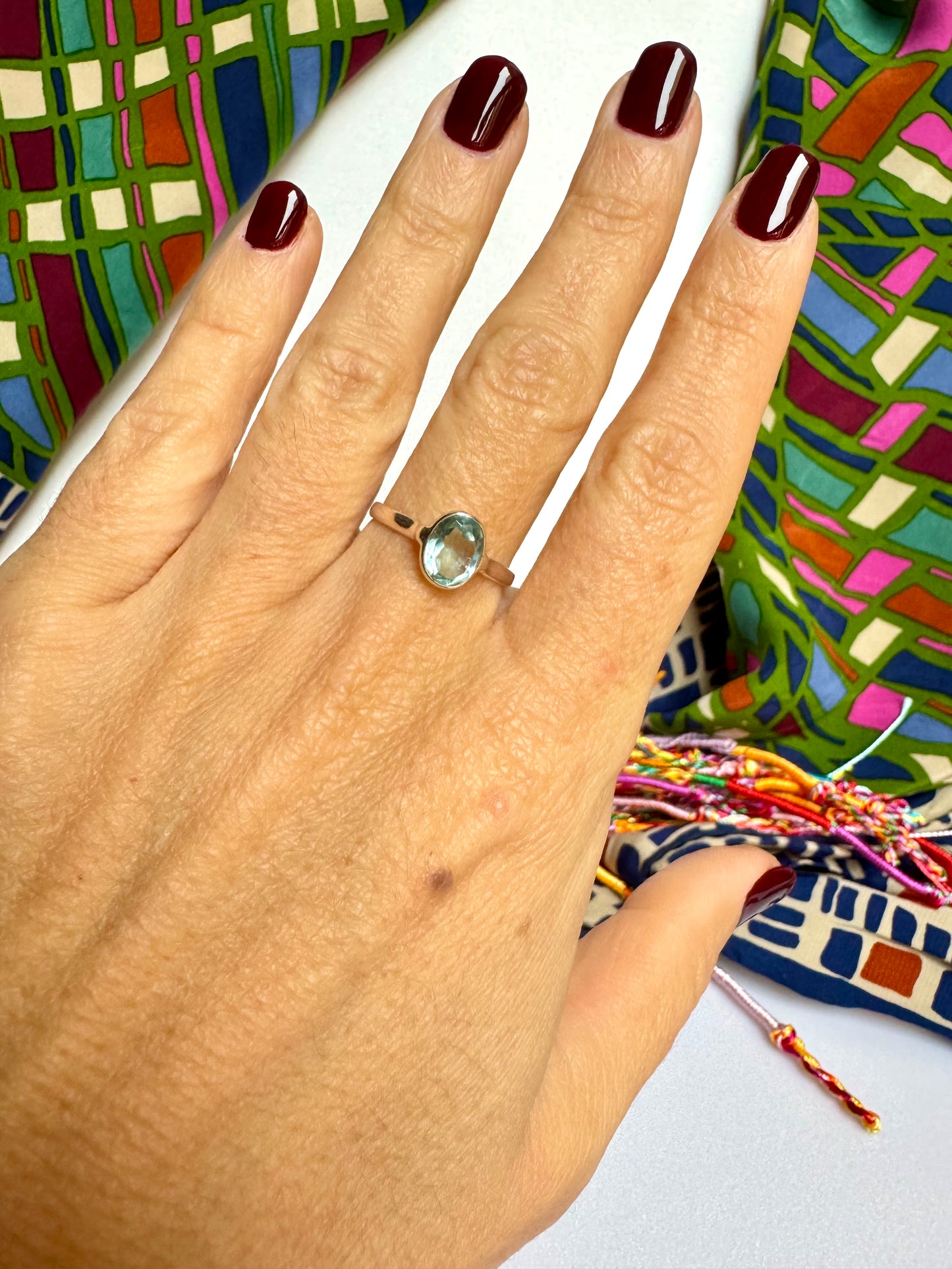 Anello argento 925 acquamarina misura 21 - 15AQ