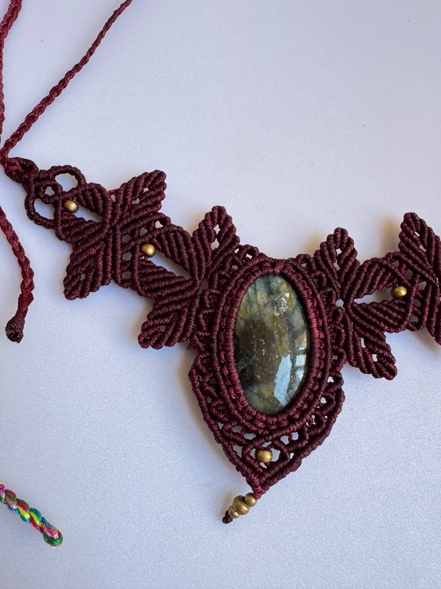 Collana macramè labradorite H