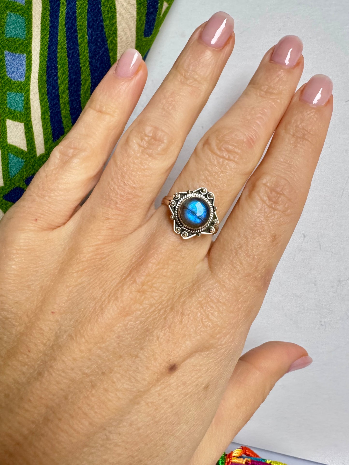Anello argento 925 labradorite misura 14 - 42SZ
