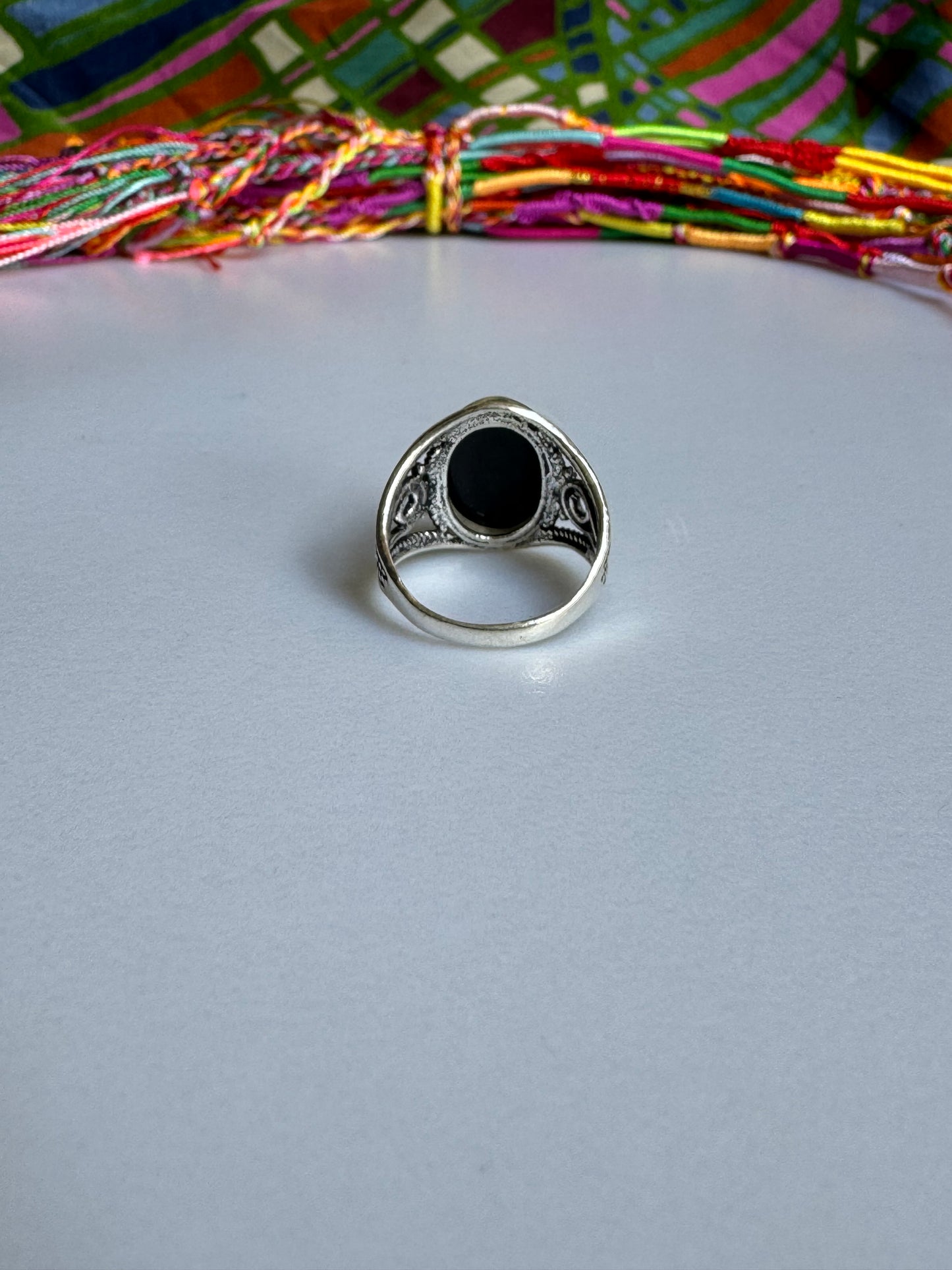 Black Onyx Silver Ring E66