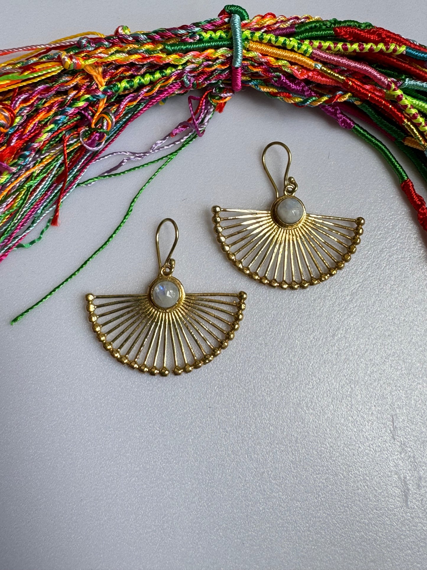 Golden moonstone boho earrings