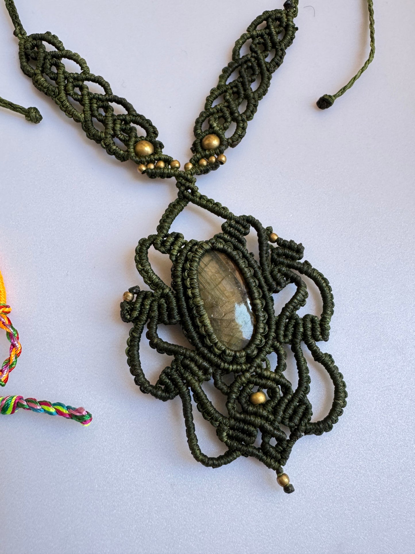 Collana macramè labradorite F